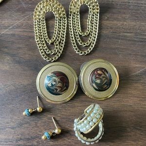 4 pack gold tone earrings